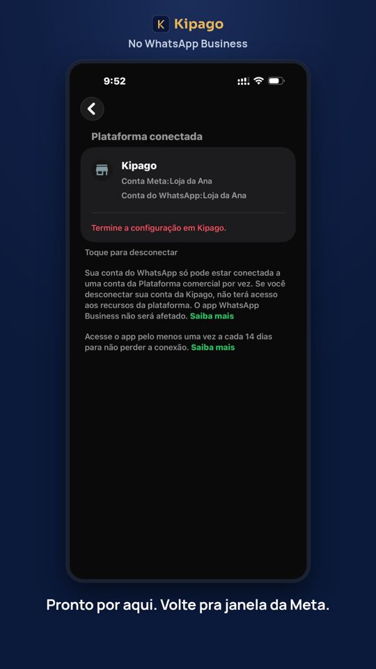 Pronto por aqui. Volte pra janela da Meta.